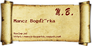 Mancz Bogárka névjegykártya